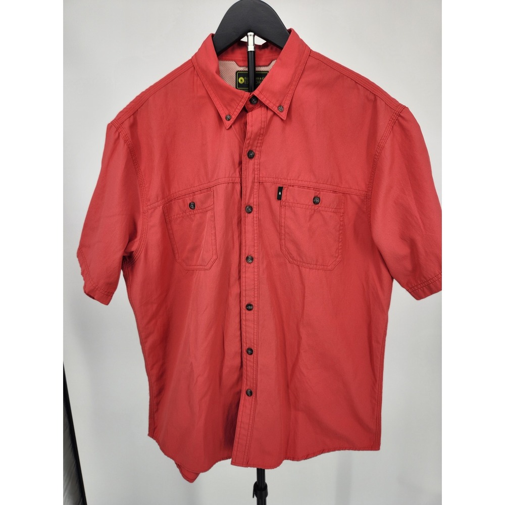 GH Bass Explorer Mens Red Short Sleeve Button Down Hiking Shirt Large